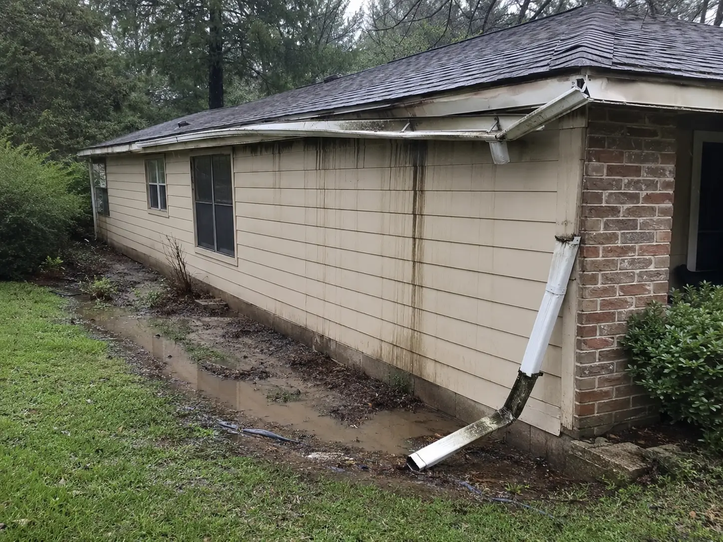 damaged gutters roof foundation