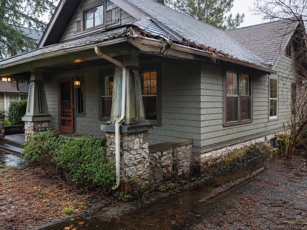 damaged gutters roof foundation