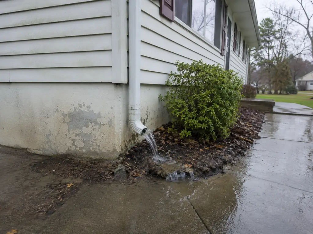 clogged downspouts water damage
