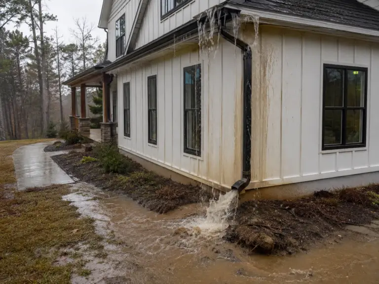 clogged downspouts water damage