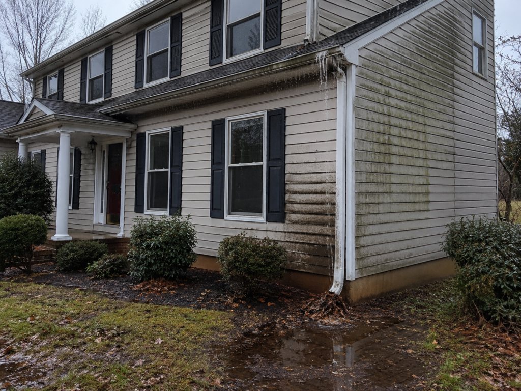clogged downspouts water damage